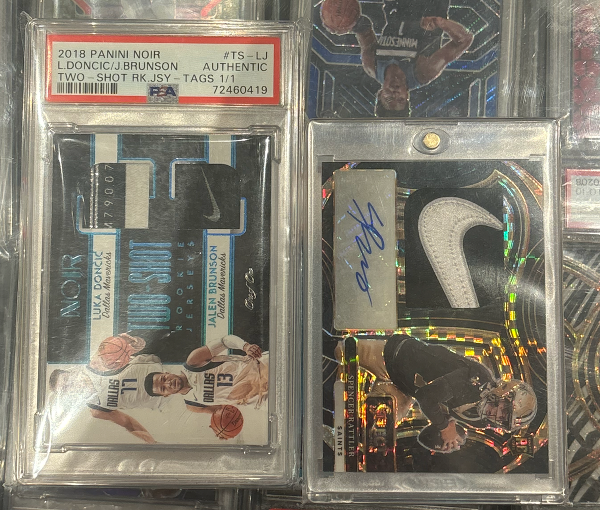 Spencer Rattler 1/1 & Luka Doncic/Jalen Brunson Rookie Noir Dual