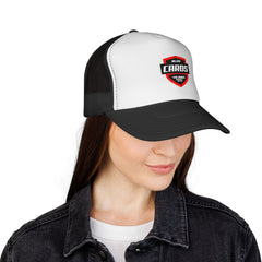 CARDS Shield Logo Trucker Cap | Red White Blue mesh trucker cap