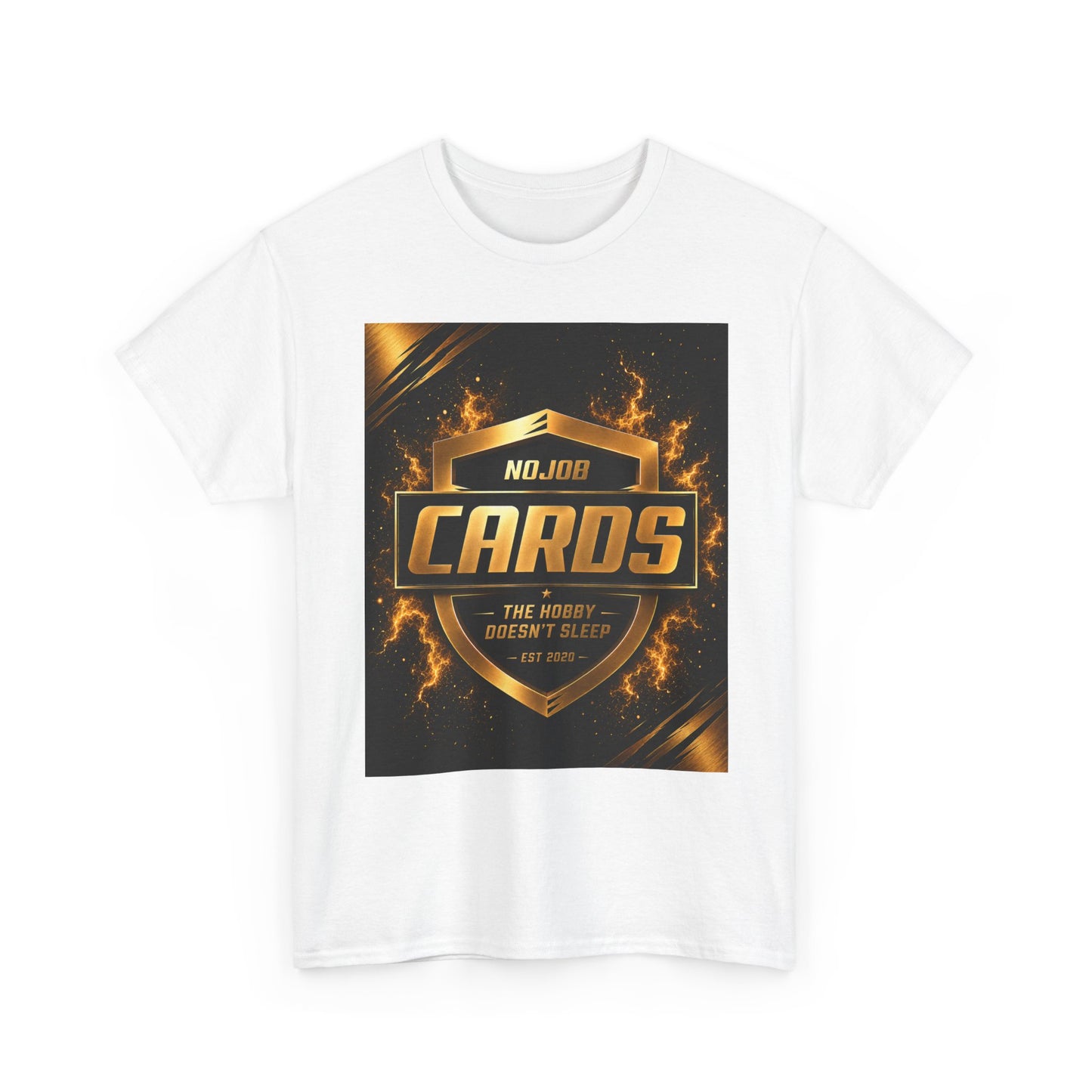 Cards Gaming T-Shirt — No.001 Cards Shield Logo (Fiery Gold)