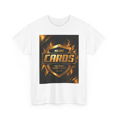 Cards Gaming T-Shirt — No.001 Cards Shield Logo (Fiery Gold)