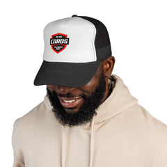 CARDS Shield Logo Trucker Cap | Red White Blue mesh trucker cap